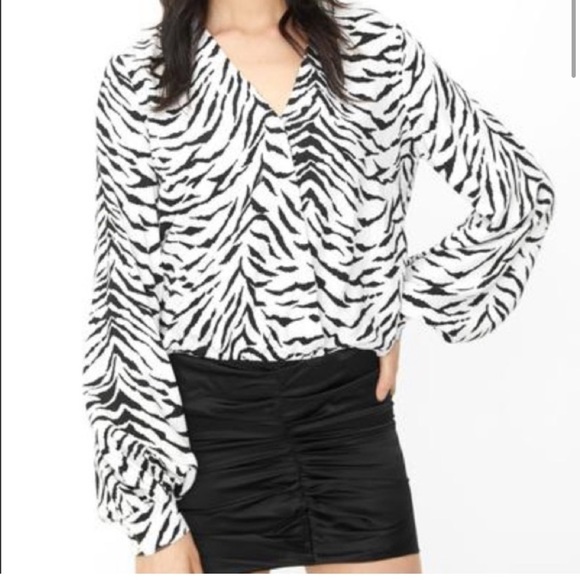 Generation Love Zebra Print V-Neck Blouse - Picture 2 of 12
